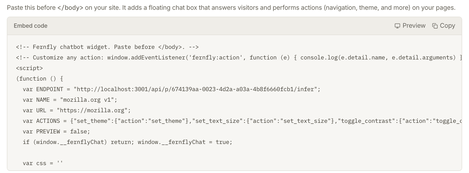 The embed code